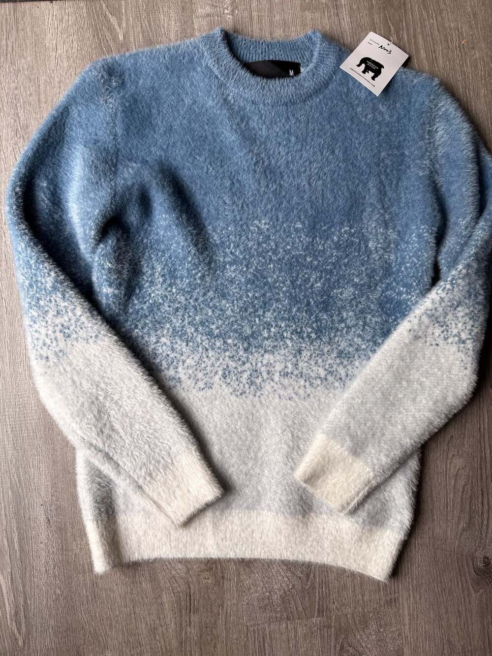 American Stitch Blue Gradient Ombre Fuzzy Crewneck Knit Sweater Style No03 Size